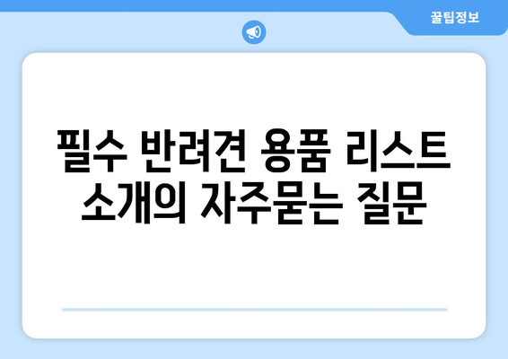 필수 반려견 용품 리스트 소개