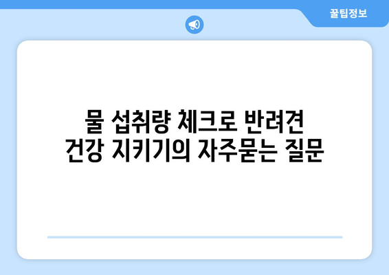 물 섭취량 체크로 반려견 건강 지키기