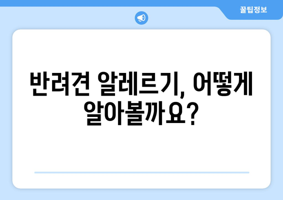 맞춤형 반려견 사료 고르기, 알레르기 체크법